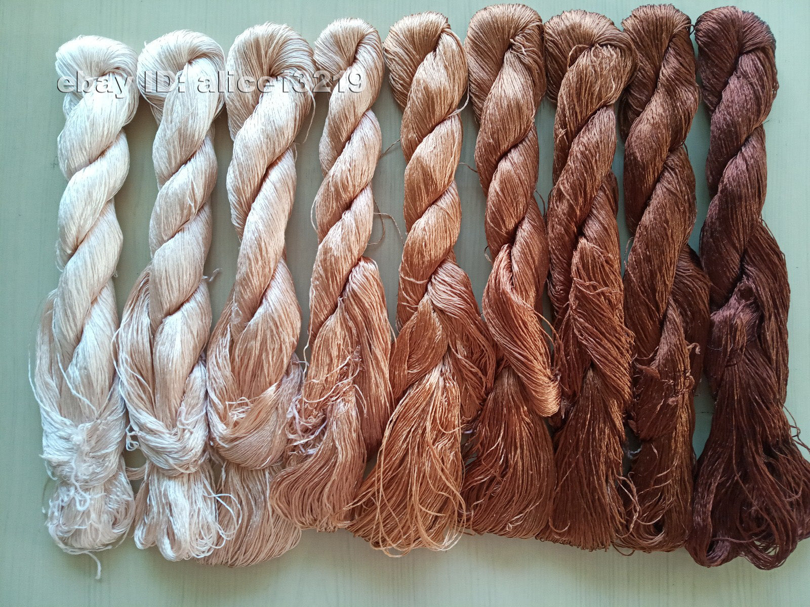 9bundles 100%real mulberry silk,hand-dyed embroidery silk floss/thread N60