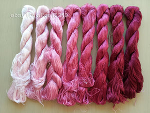 8bundles 100%real mulberry silk,hand-dyed embroidery silk floss/thread N80