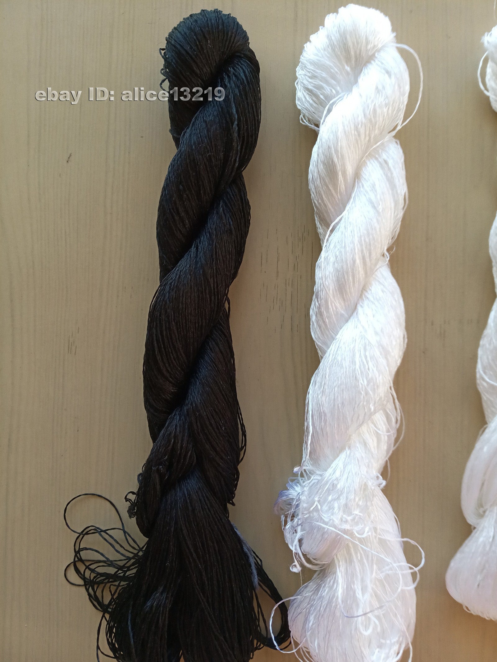 4bundles 100%mulberry silk,hand-dyed black white silk floss/thread N88