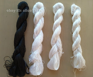 4bundles 100%mulberry silk,hand-dyed black white silk floss/thread N88