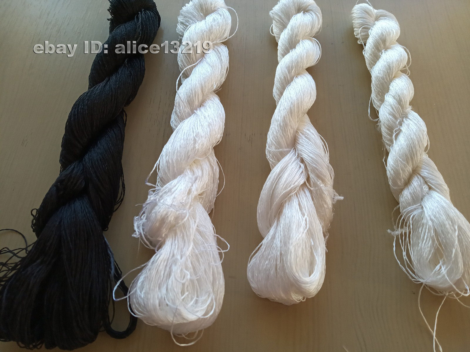 4bundles 100%mulberry silk,hand-dyed black white silk floss/thread N88