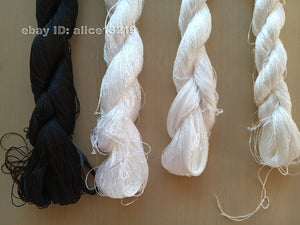 4bundles 100%mulberry silk,hand-dyed black white silk floss/thread N88