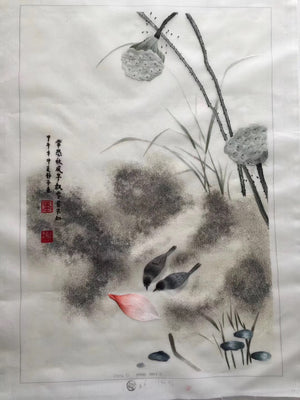 Delicate Hand Su Embroidery Art:flower lotus tulip still life fish longevity 60cm 4918