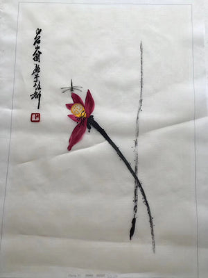 Delicate Hand Su Embroidery Art:flower lotus tulip still life fish longevity 60cm 4918