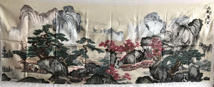 Big size Hand Su Embroidery Art:waterfall lake mountains landscape 210cm