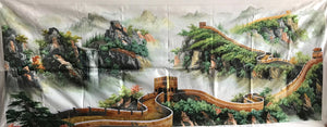 Big size Hand Su Embroidery Art:waterfall lake mountains landscape 210cm