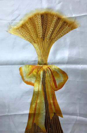 Hand embroideried Suzhou Embroidery Silk Art:vase flower lily still life wheat 60cm 3918