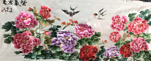 Chinese Totally 100% Hand Embroidered Su Embroidery Art:fishes lotus peony 160cm