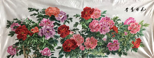 Chinese Totally 100% Hand Embroidered Su Embroidery Art:fishes lotus peony 160cm