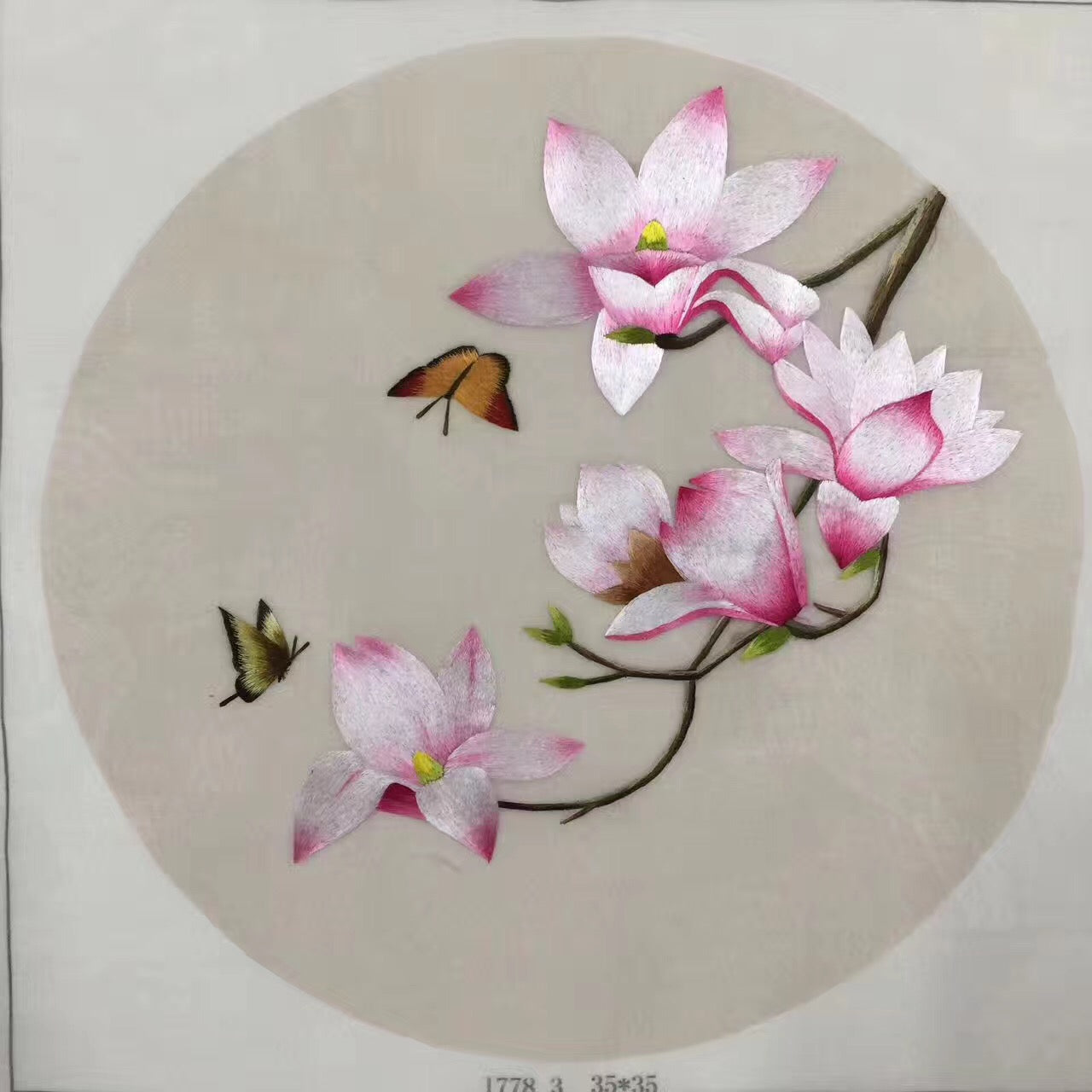 Delicate Hand embroidered Su Embroidery Art:flower bird lotus still life 35cm 4918