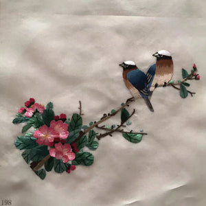 Hand su embroidery:blue peacock flower birds sailboat panda (two-sided reversible ) 20cm