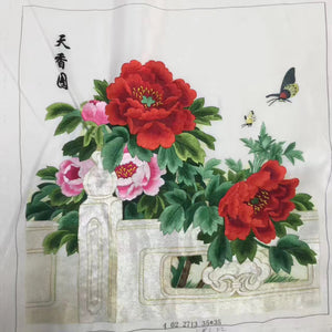 Hand su embroidery art:basket flower peony magnolia panda lotus cricle 35cm