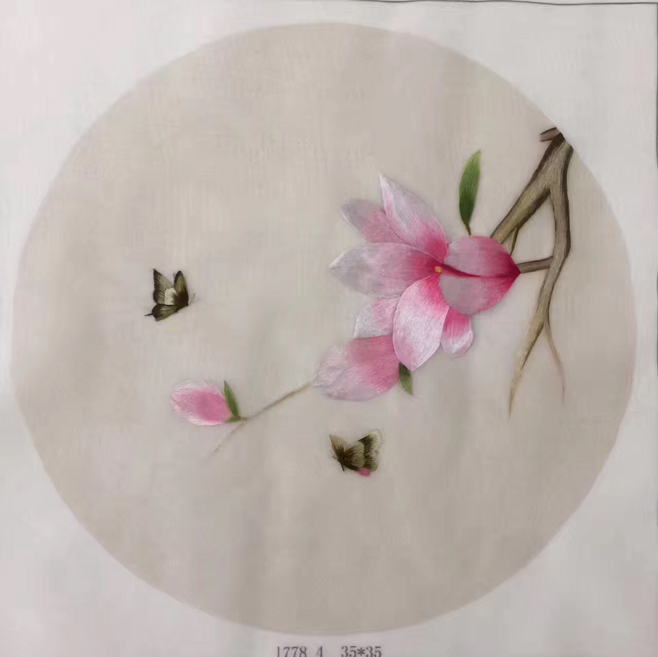 Delicate Hand Su Embroidery Silk Art:flower butterfly fish lotus still life 35cm 5918