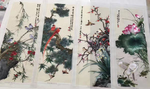 Delicate Hand Su Embroidery 4screens(1set) Art:flower birds still life 80cm 5918