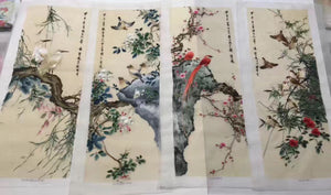 Delicate Hand Su Embroidery 4screens(1set) Art:flower birds still life 80cm 5918