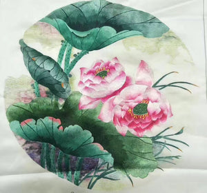 Hand su embroidery art:basket flower peony magnolia panda lotus cricle 35cm