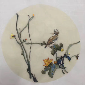 Delicate Hand embroidered Su Embroidery Art:flower bird lotus still life 35cm 5918