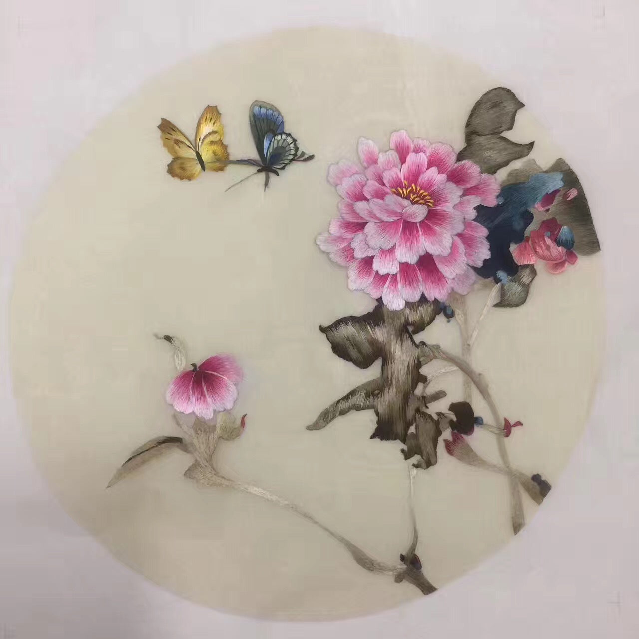 Delicate Hand embroidered Su Embroidery Art:flower bird lotus still life 35cm 5918