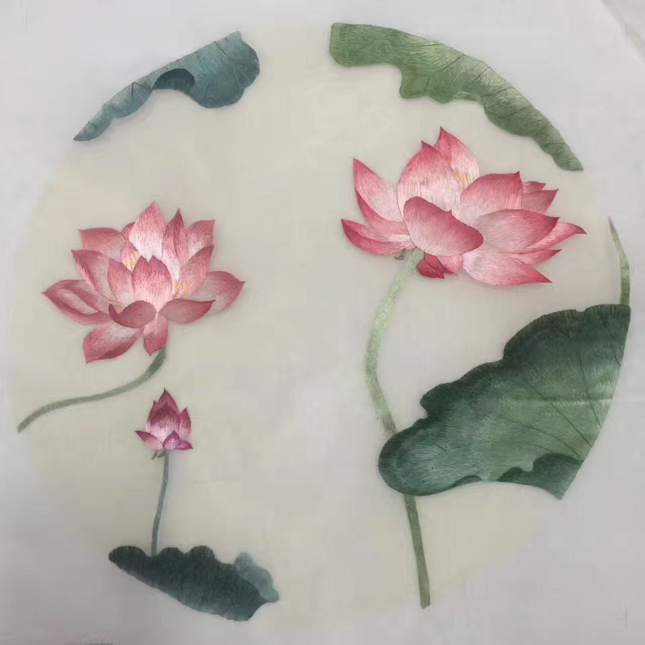 Delicate Hand embroidered Su Embroidery Art:flower bird lotus still life 35cm 5918