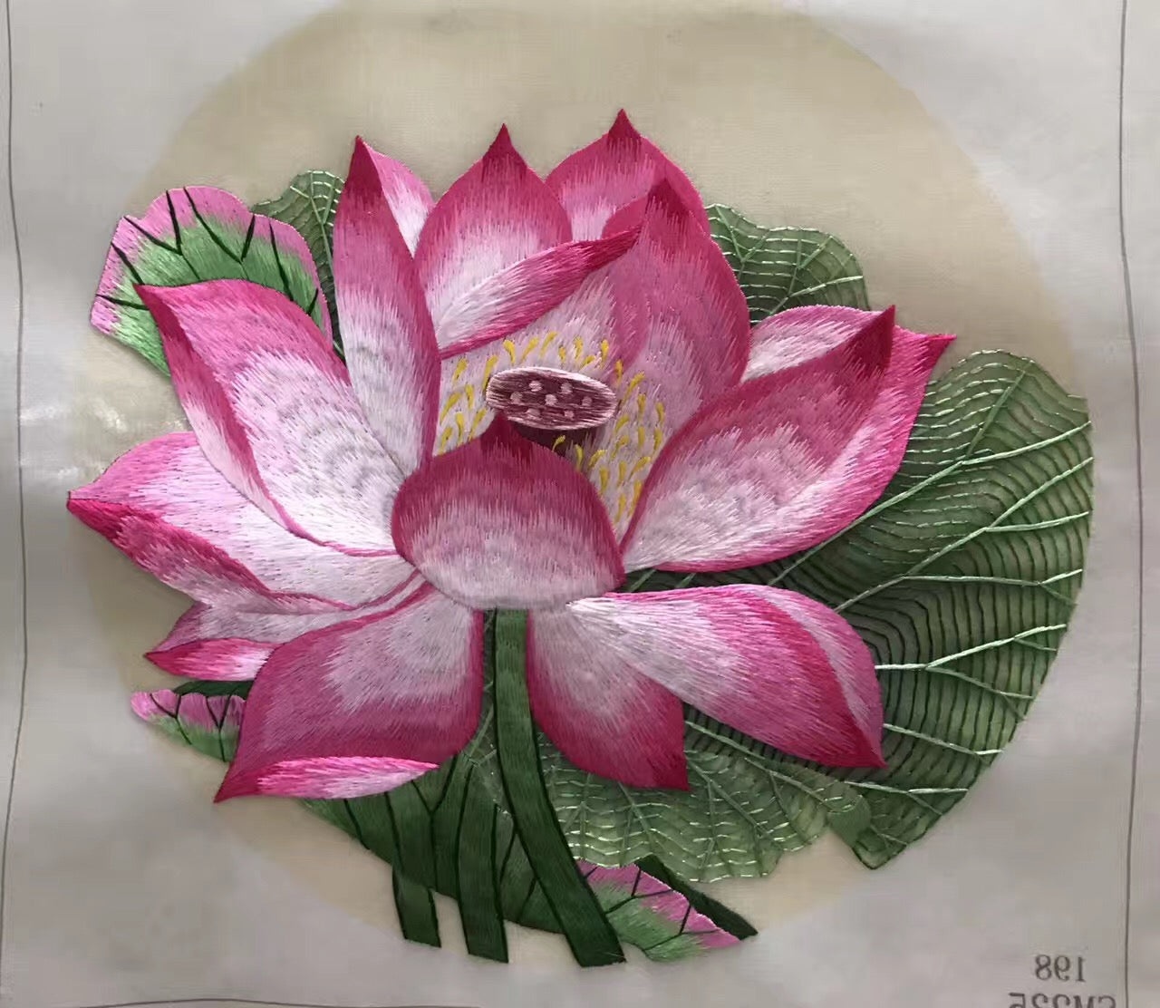 Hand su embroidery:magnolia peony wisteria birds calla orchis lotus flower (two-sided reversible ) 20cm