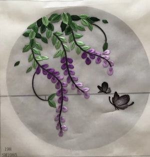 Hand su embroidery:magnolia peony wisteria birds calla orchis lotus flower (two-sided reversible ) 20cm