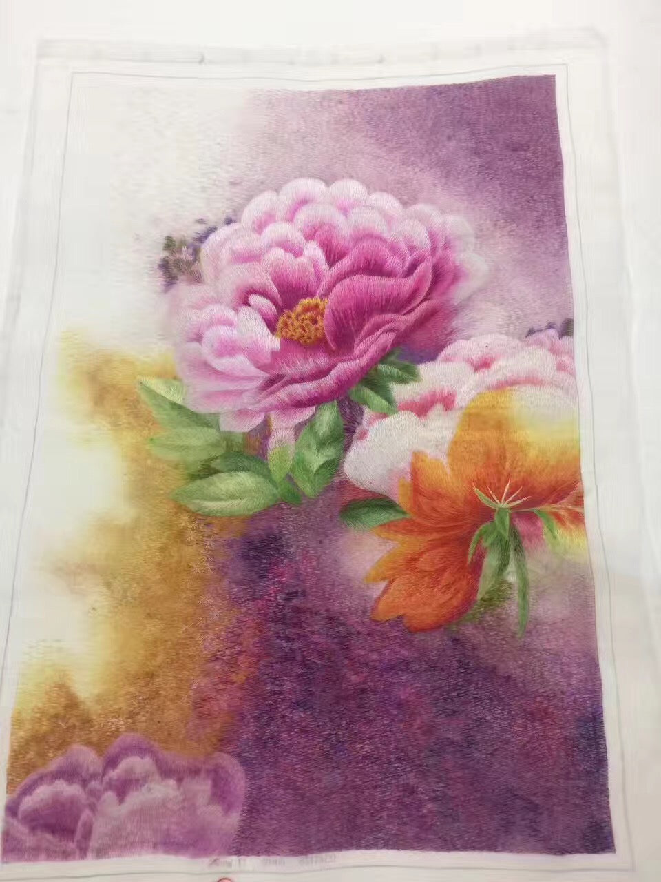 Delicate Hand embroidered Su Embroidery Art:flower rose lotus orchis still life 60cm 5918