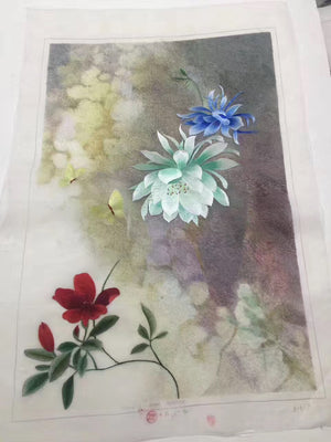 Delicate Hand embroidered Su Embroidery Art:flower rose lotus orchis still life 60cm 5918