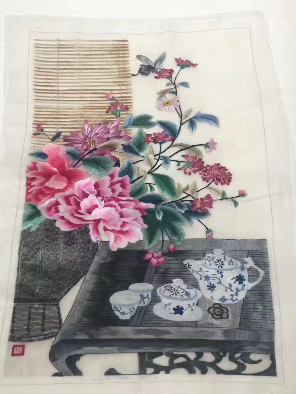 Delicate Hand embroidered Su Embroidery Art:flower rose lotus orchis still life 60cm 5918