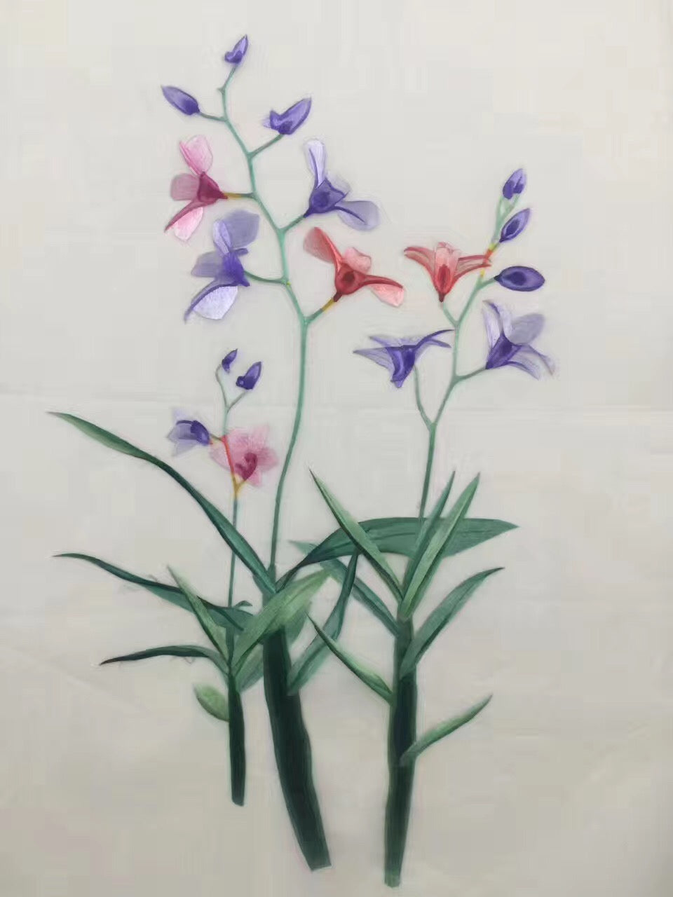 Delicate Hand embroidered Su Embroidery Art:flower rose lotus orchis still life 60cm 5918