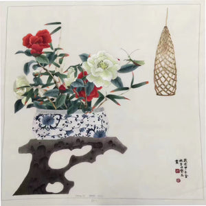 Delicate Hand embroidered Su Embroidery Art:vase flower lotus orchis still life 50cm 5918