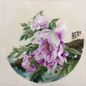 Delicate Hand embroidered Su Embroidery Art:vase flower lotus orchis still life 50cm 5918