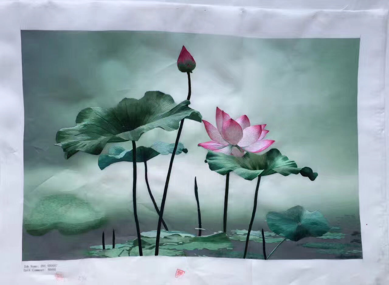 Delicate Hand embroidered Su Embroidery Art:flower lotus tulip rose still life 60cm 5918