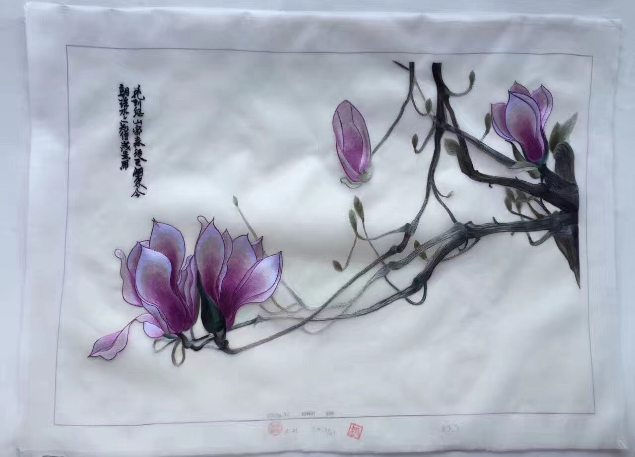 Delicate Hand embroidered Su Embroidery Art:flower lotus tulip rose still life 60cm 5918