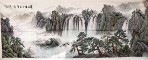 Big Hand Su Embroidery Art:Great Wall trees mountain waterfall landscape 160cm