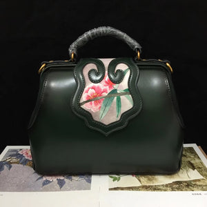 131218 Classic hand embroidered su embroidery cowhide bag shoulder bag handbag