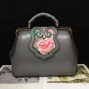 131218 Classic hand embroidered su embroidery cowhide bag shoulder bag handbag