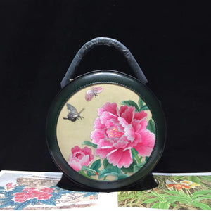 131218 Su embroidery retro cowhide small round bag genuine leather bag women's handbag shoulderbag