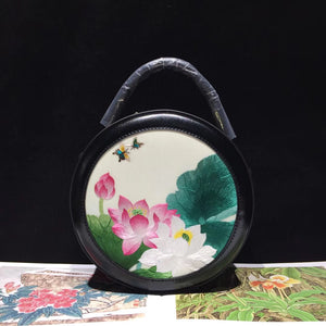 131218 Su embroidery retro cowhide small round bag genuine leather bag women's handbag shoulderbag