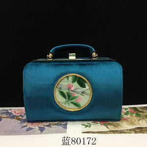 131218 Fashionable hand su embroidery oxen leather bag Flannelette handbag female shoulderbag