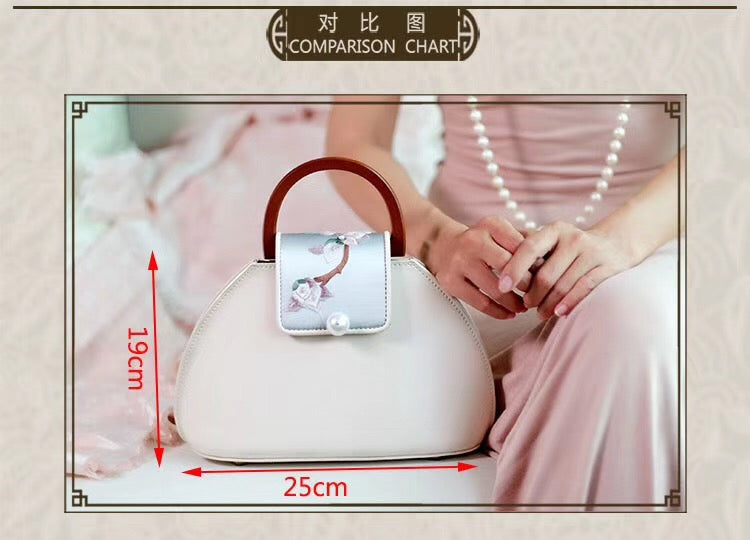 141118 Pure hand embroidery retro cowhide shell handbag oblique straddle  shoulderbag