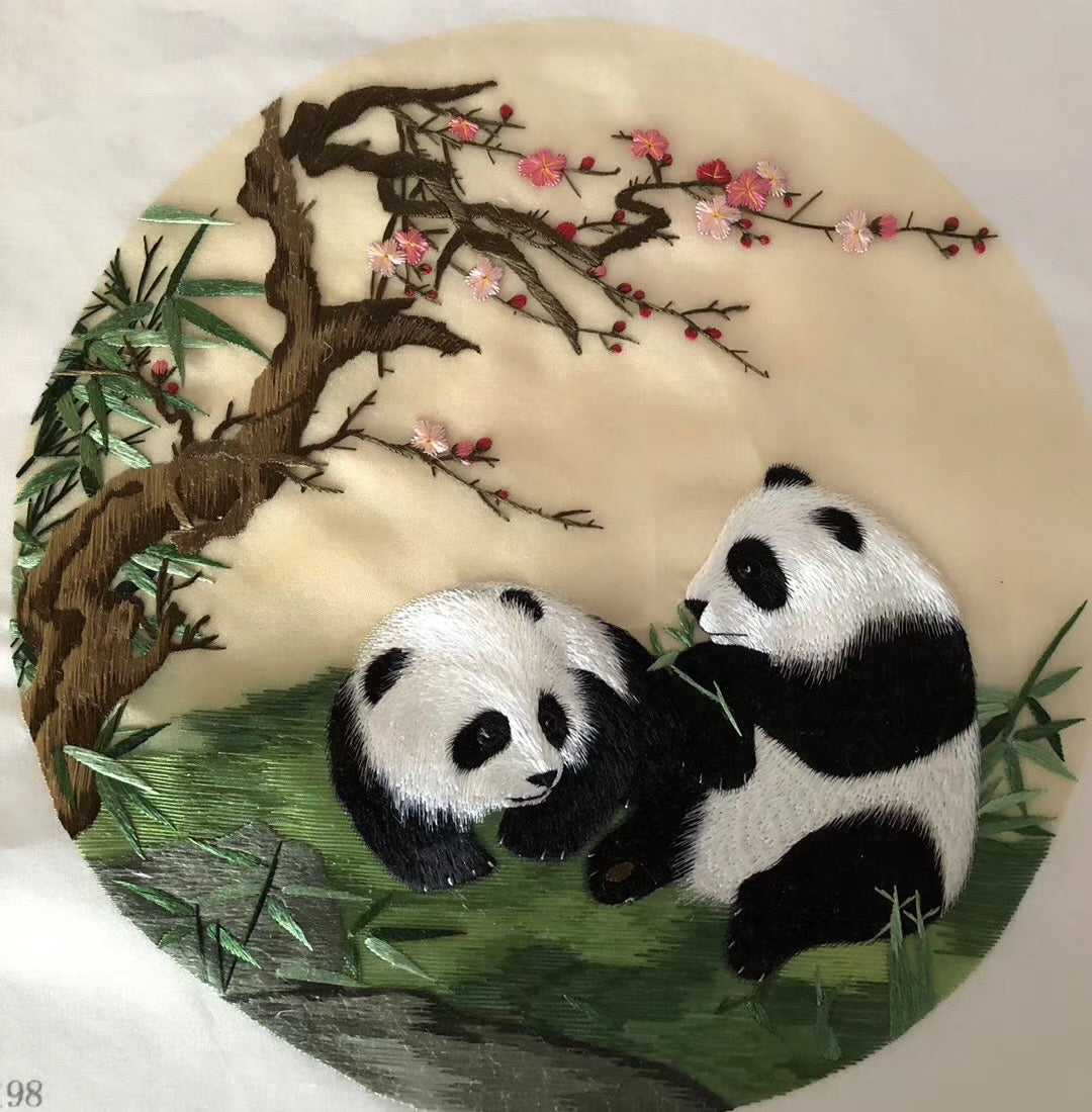 161218 Hand su embroidery:peacocks flowers birds animals landscapes still life (two-sided reversible ) 20cm