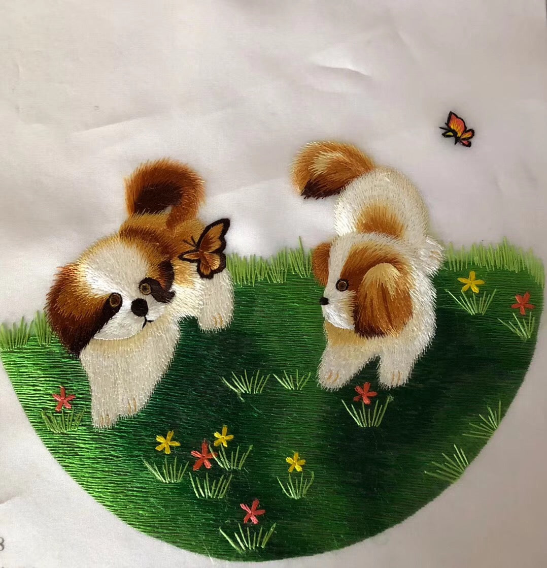 161218 Hand su embroidery:peacocks flowers birds animals landscapes still life (two-sided reversible ) 20cm