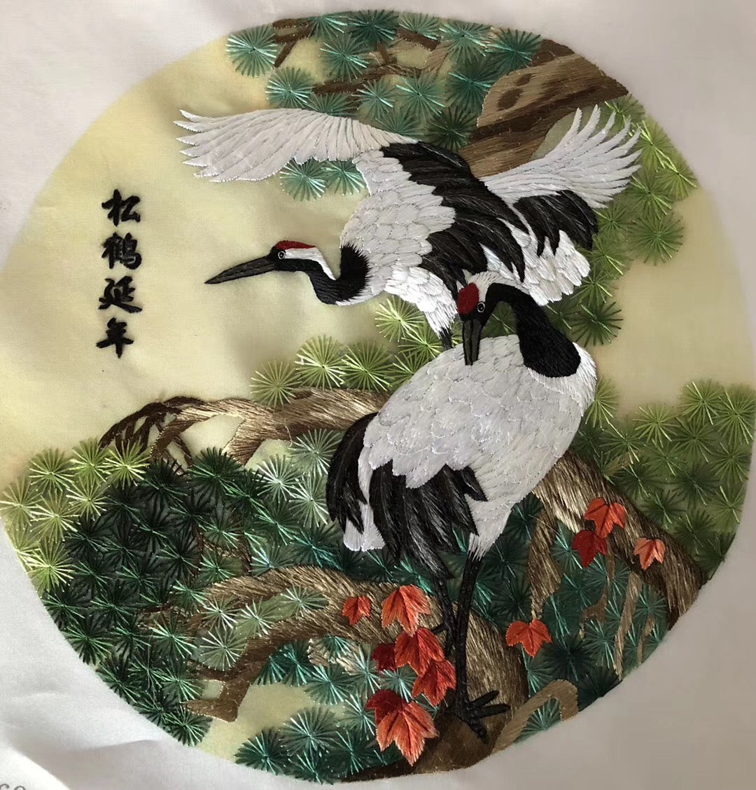 161218 Hand su embroidery:peacocks flowers birds animals landscapes still life (two-sided reversible ) 20cm