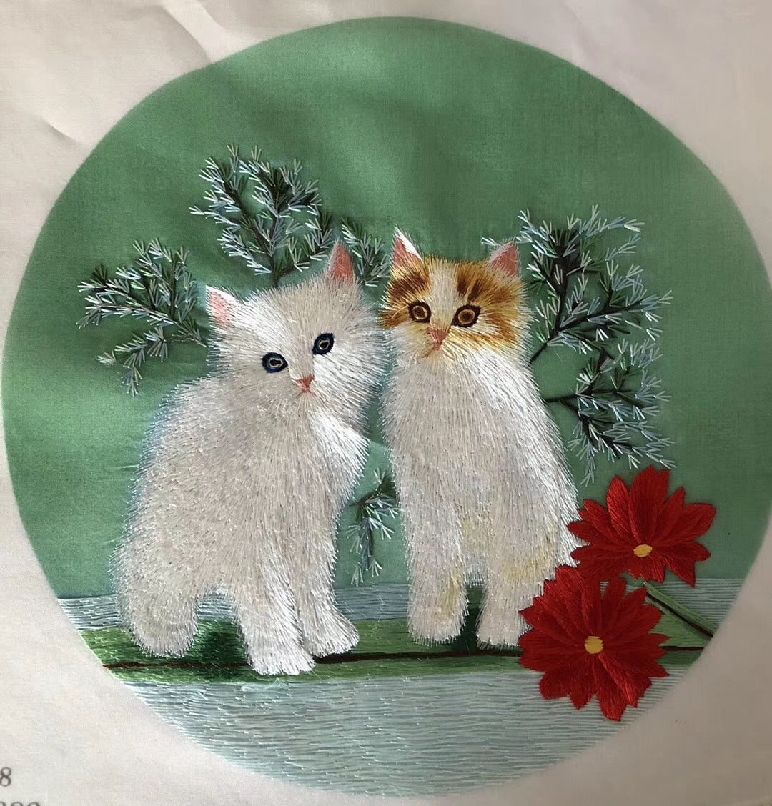 161218 Hand su embroidery:peacocks flowers birds animals landscapes still life (two-sided reversible ) 20cm