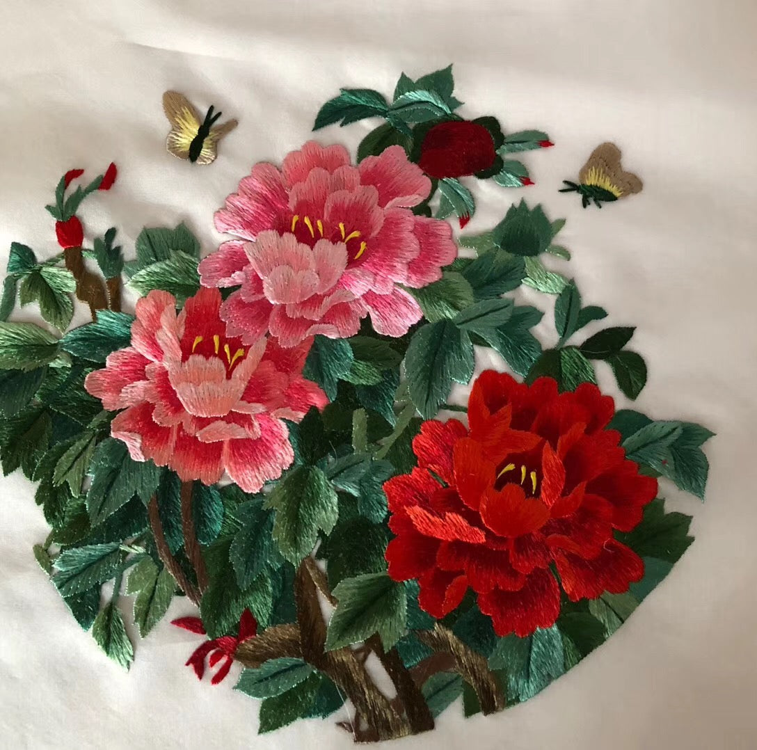 161218 Hand su embroidery:peacocks flowers birds animals landscapes still life (two-sided reversible ) 20cm