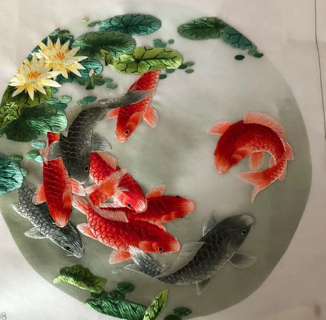 161218 Hand su embroidery:peacocks flowers birds animals landscapes still life (two-sided reversible ) 20cm