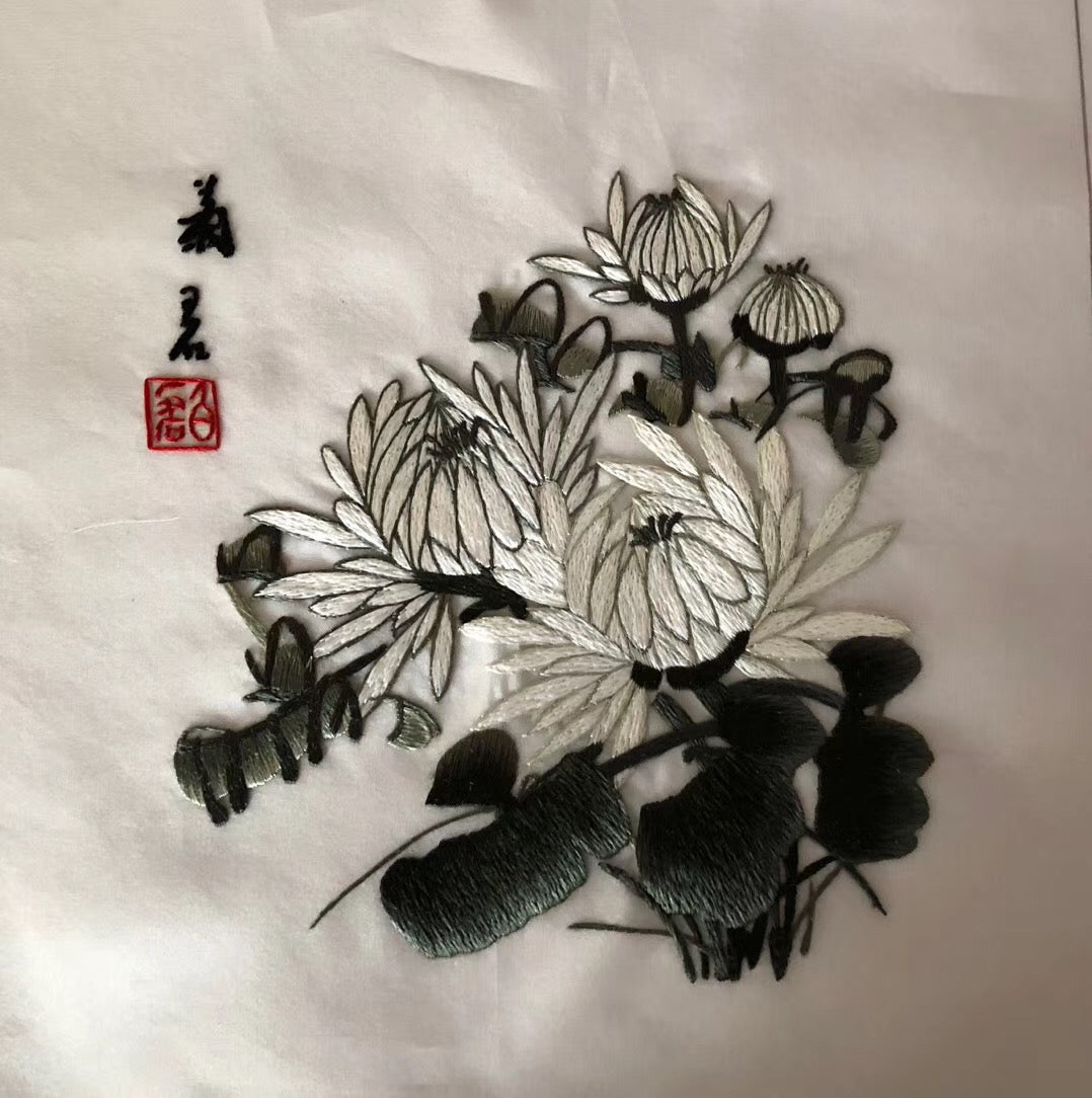 161218 Hand su embroidery:peacocks flowers birds animals landscapes still life (two-sided reversible ) 20cm