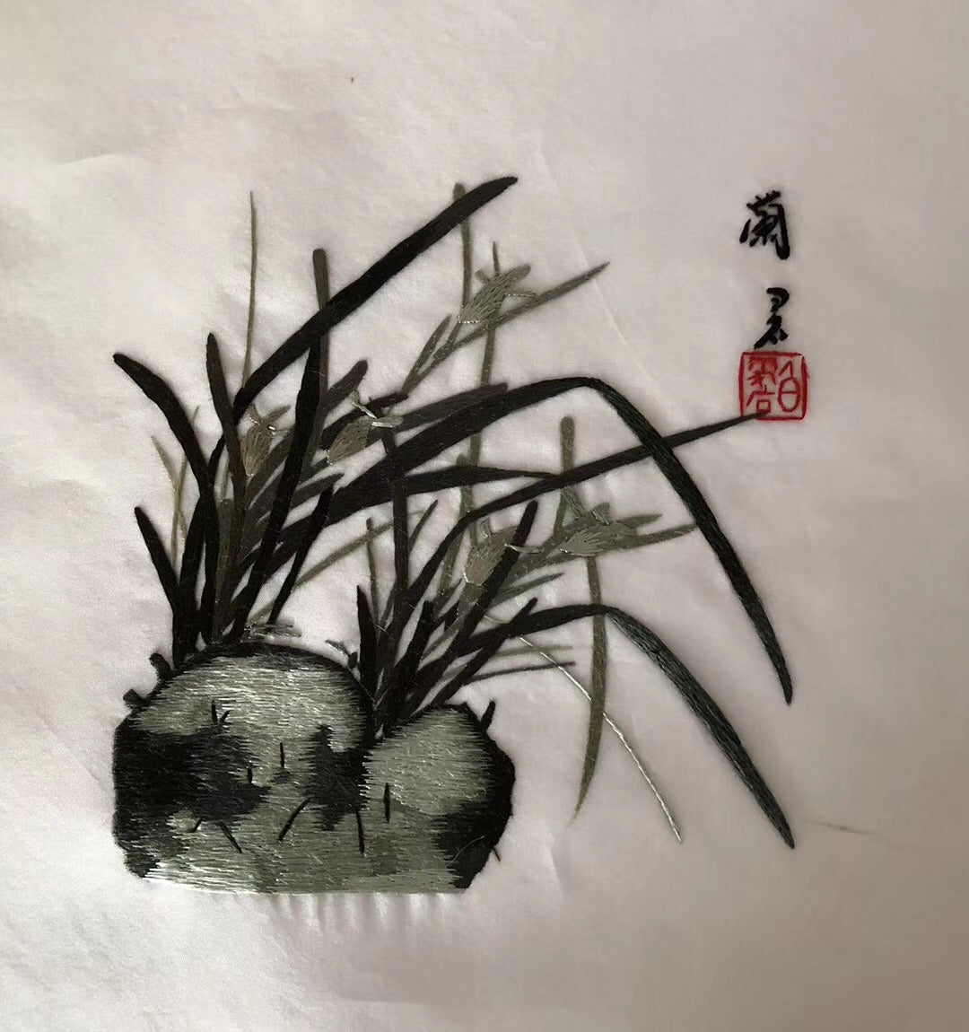 161218 Hand su embroidery:peacocks flowers birds animals landscapes still life (two-sided reversible ) 20cm