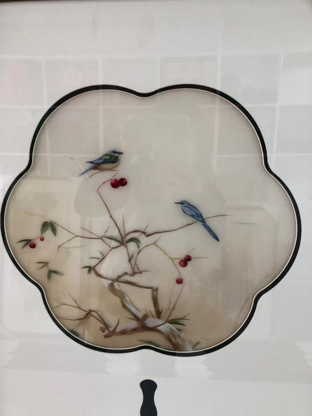 151218 Delicate Hand embroidered Su Embroidery Art:flower bird plum orchis mum 35cm