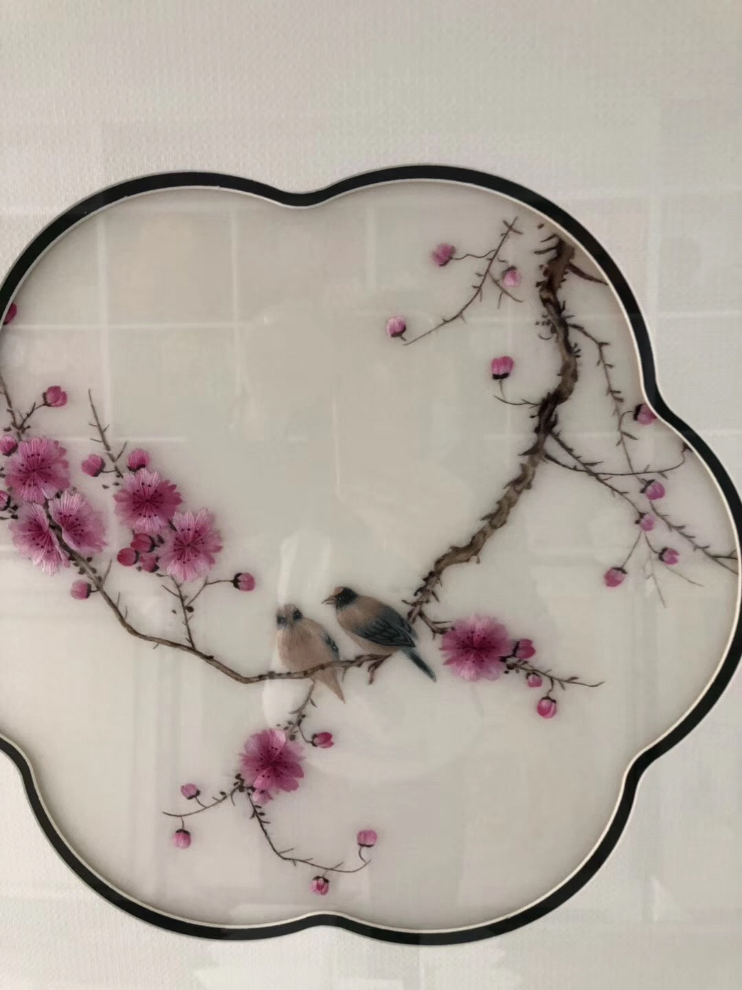 151218 Delicate Hand embroidered Su Embroidery Art:flower bird plum orchis mum 35cm